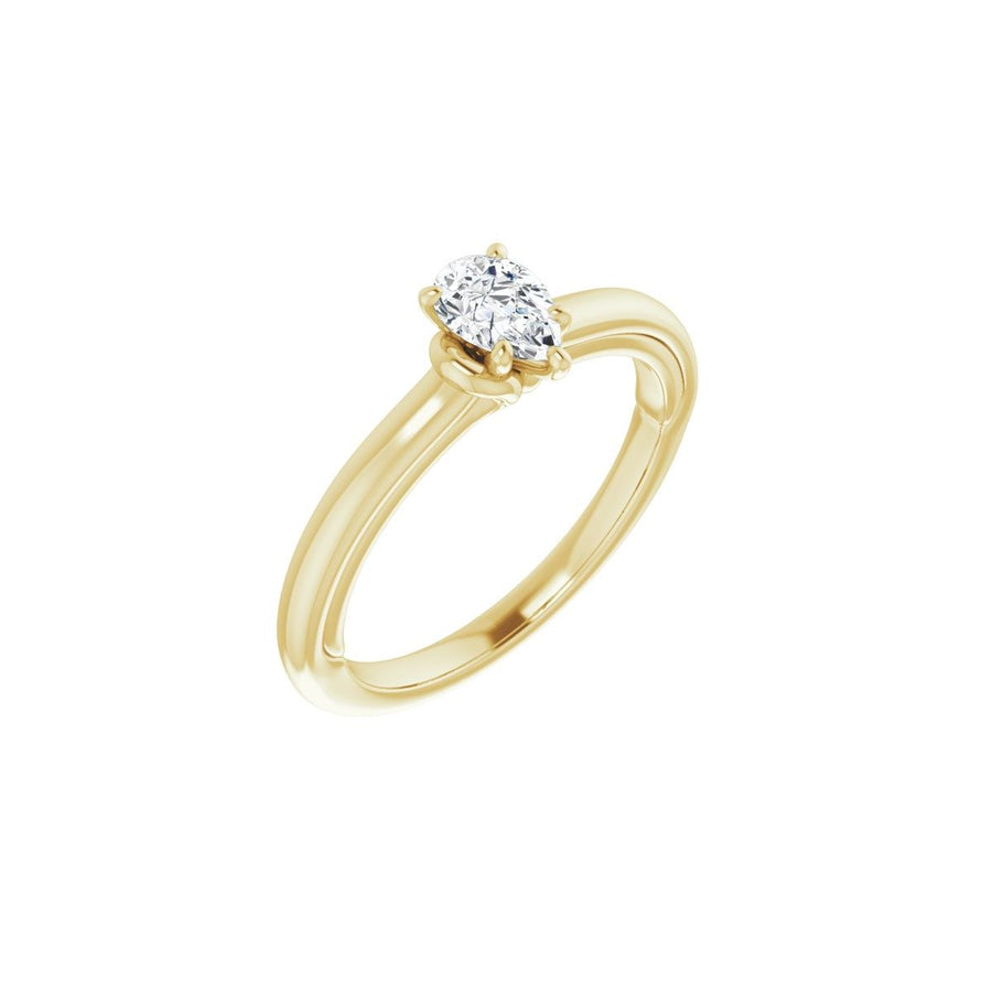 Natural Diamond Pear Solitaire Engagement Ring (6 X 4 Mm) Mounting - 14K Gold - Series 123440