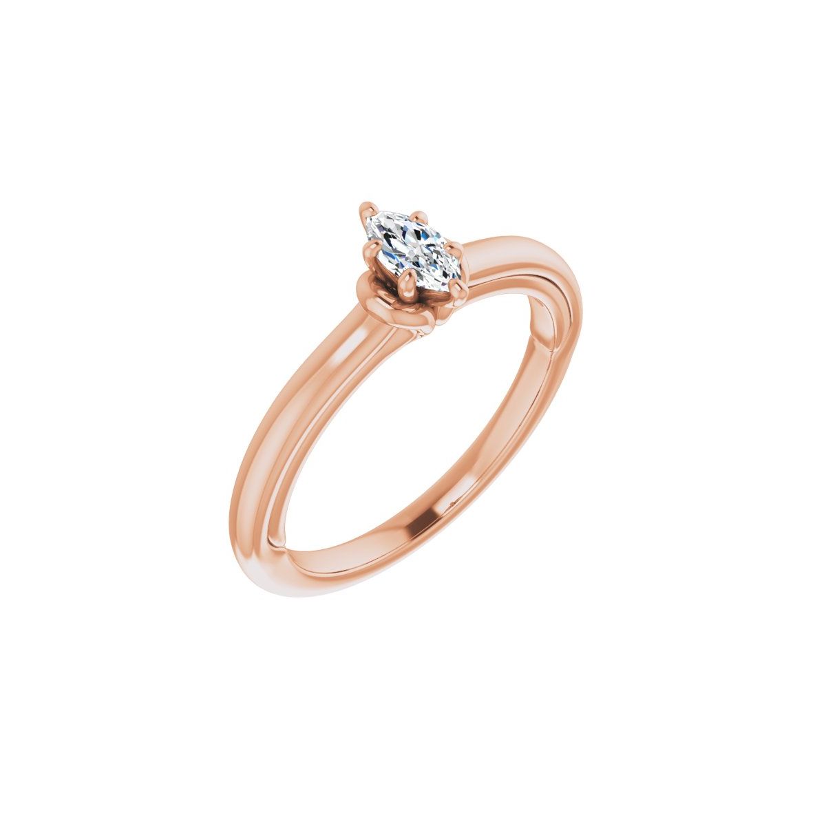 Natural Diamond Marquise Solitaire Engagement Ring (6 X 3 Mm) Mounting - 14K Gold - Series 123440