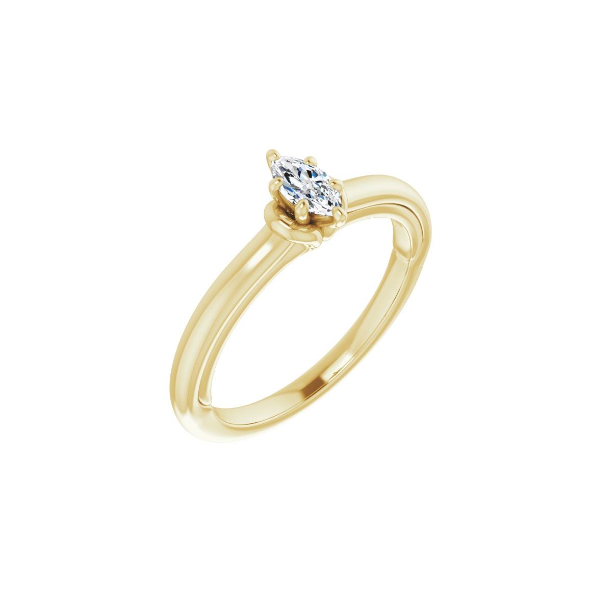 Natural Diamond Marquise Solitaire Engagement Ring (6 X 3 Mm) Mounting - 14K Gold - Series 123440