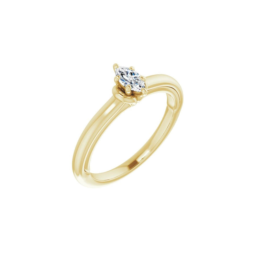Natural Diamond Marquise Solitaire Engagement Ring (6 X 3 Mm) Mounting - 14K Gold - Series 123440