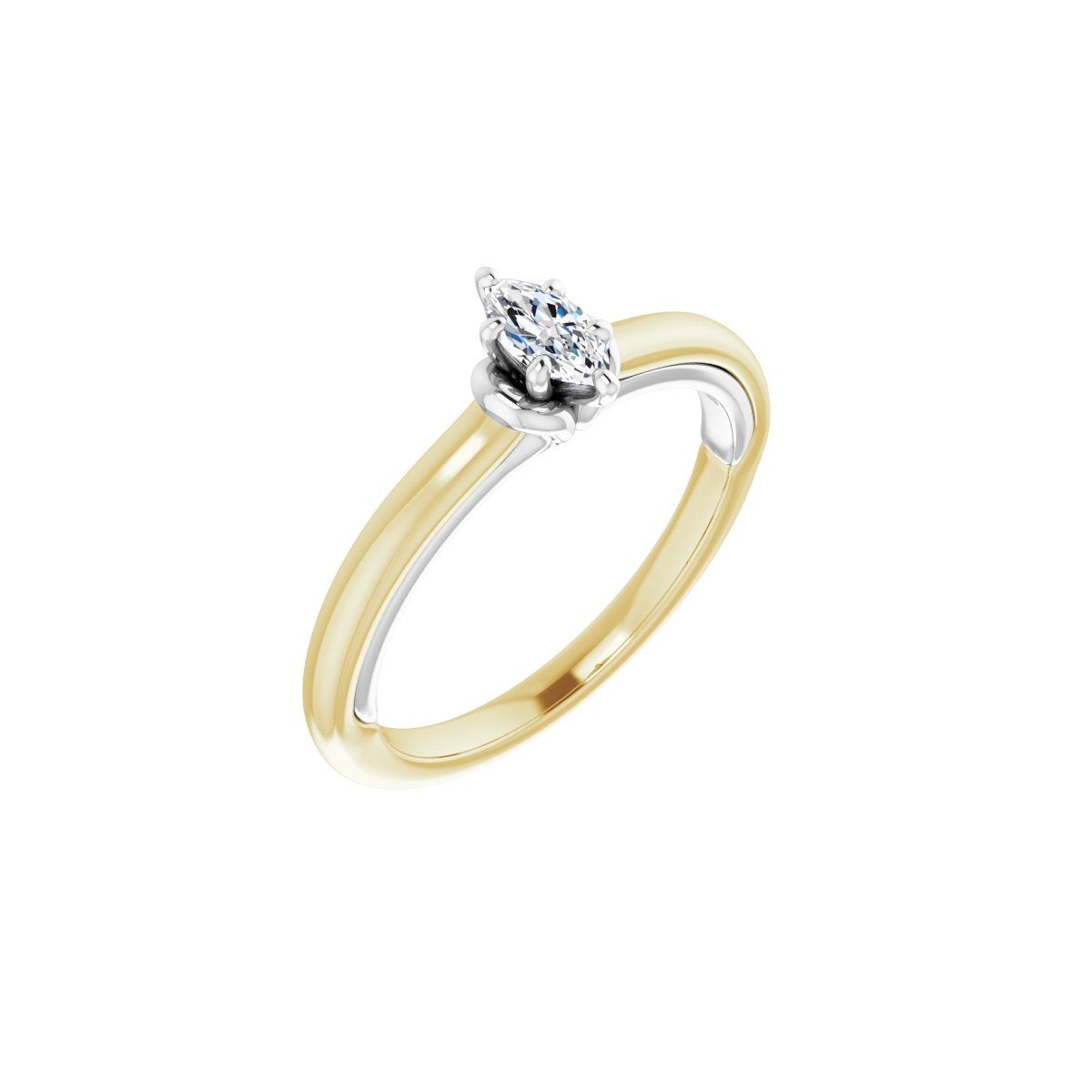 Natural Diamond Marquise Solitaire Engagement Ring (6 X 3 Mm) Mounting - 14K Gold - Series 123440