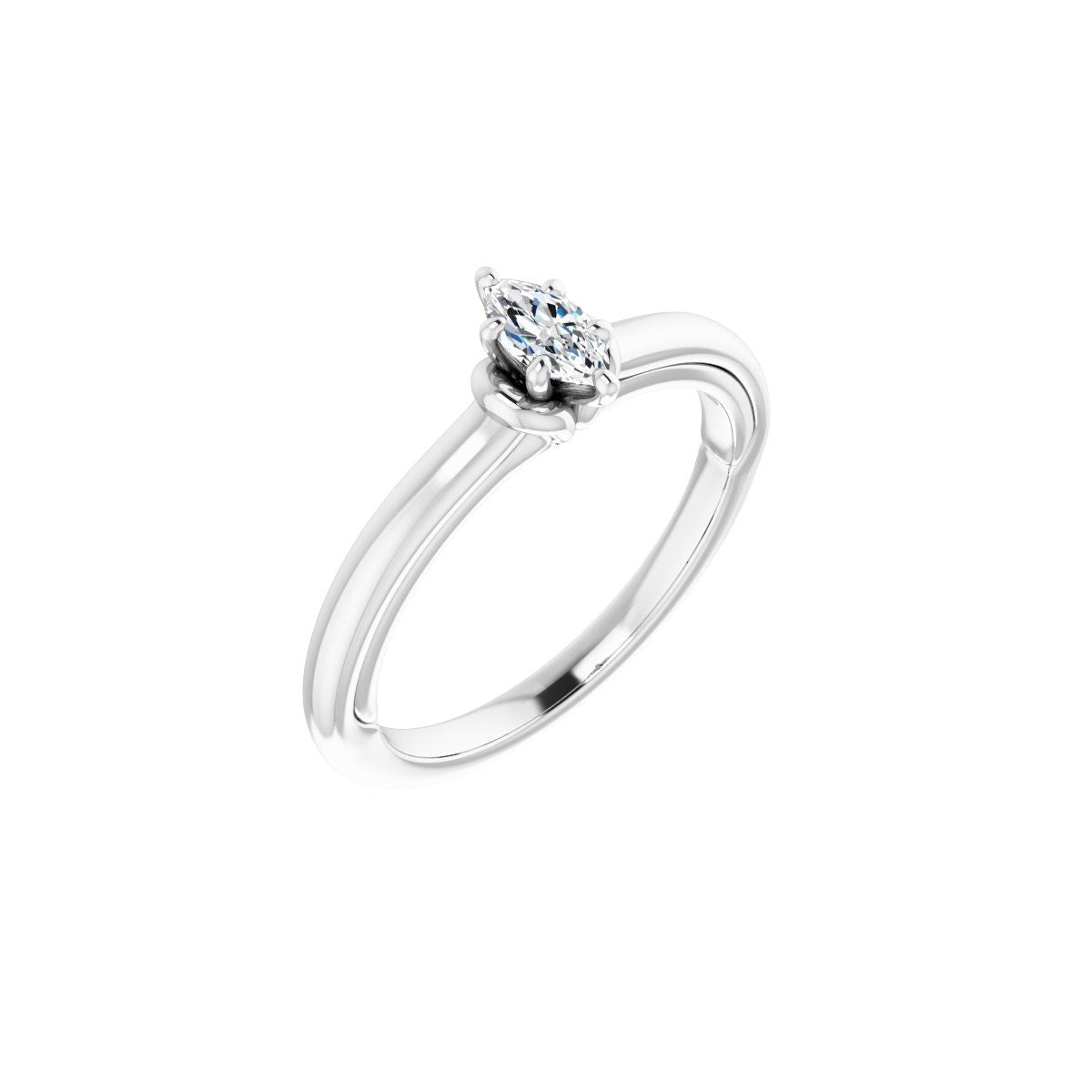 Natural Diamond Marquise Solitaire Engagement Ring (6 X 3 Mm) Mounting - 14K Gold - Series 123440