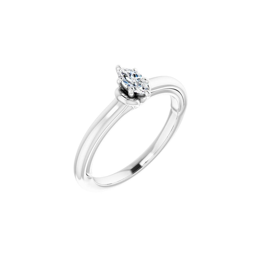 Natural Diamond Marquise Solitaire Engagement Ring (6 X 3 Mm) Mounting - 14K Gold - Series 123440