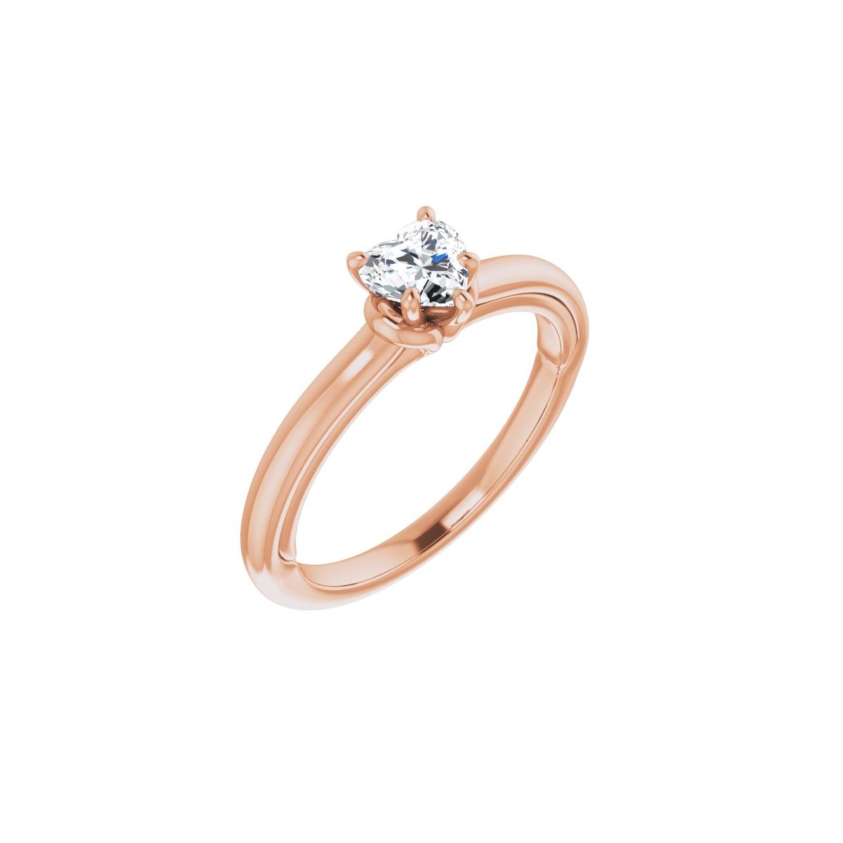 Natural Diamond Heart Solitaire Engagement Ring (5 X 5 Mm) Mounting - 14K Gold - Series 123440