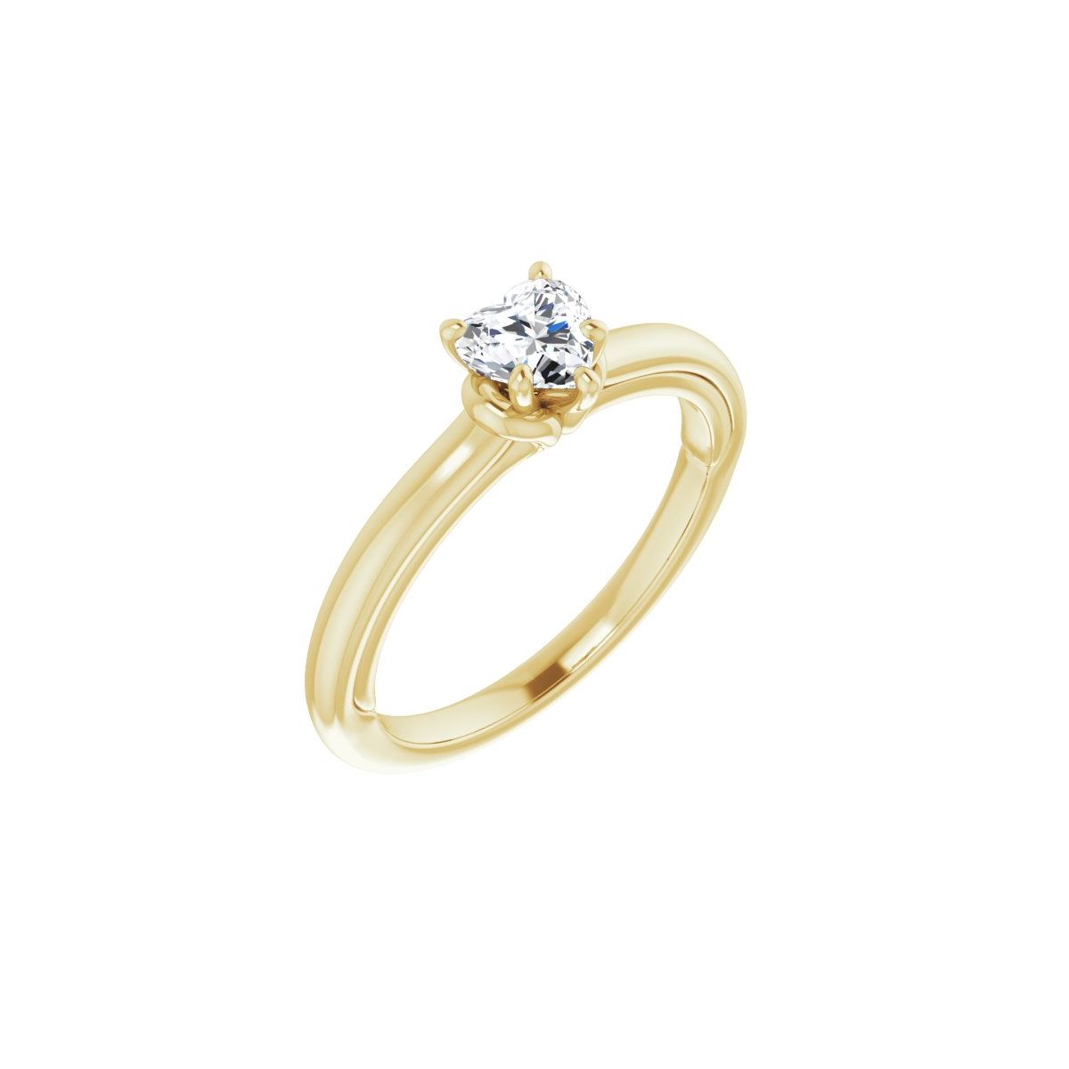 Natural Diamond Heart Solitaire Engagement Ring (5 X 5 Mm) Mounting - 14K Gold - Series 123440