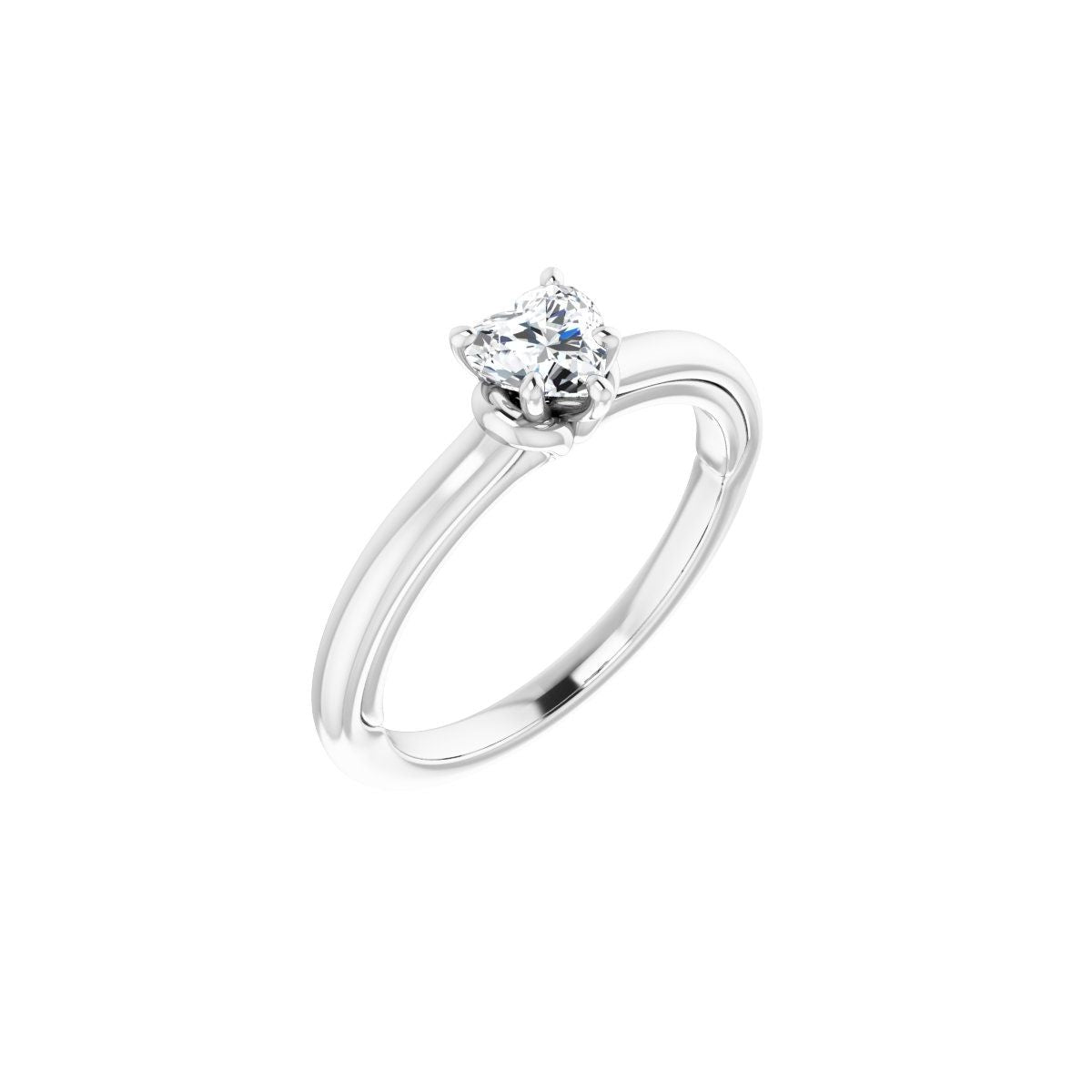 Natural Diamond Heart Solitaire Engagement Ring (5 X 5 Mm) Mounting - 14K Gold - Series 123440