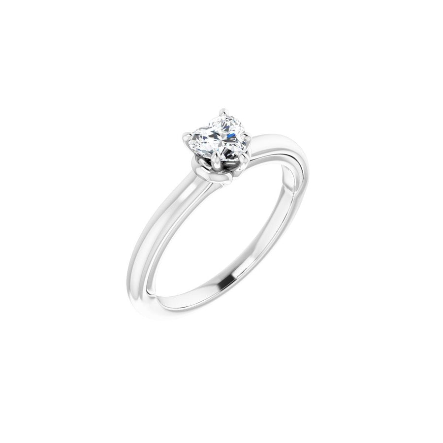 Natural Diamond Heart Solitaire Engagement Ring (5 X 5 Mm) Mounting - 14K Gold - Series 123440