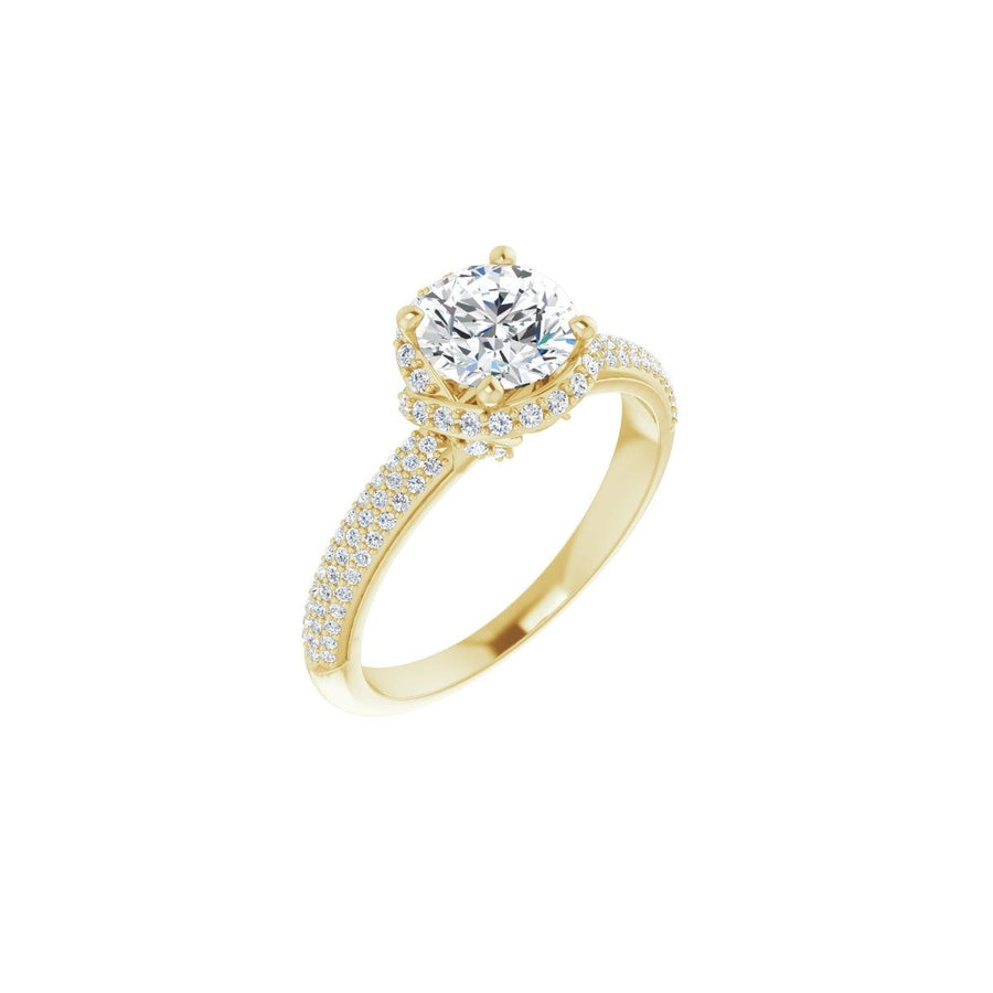Natural Diamond Round Halo-Style Engagement Ring Semi-Mount - 14K Yellow Gold - Series 123188