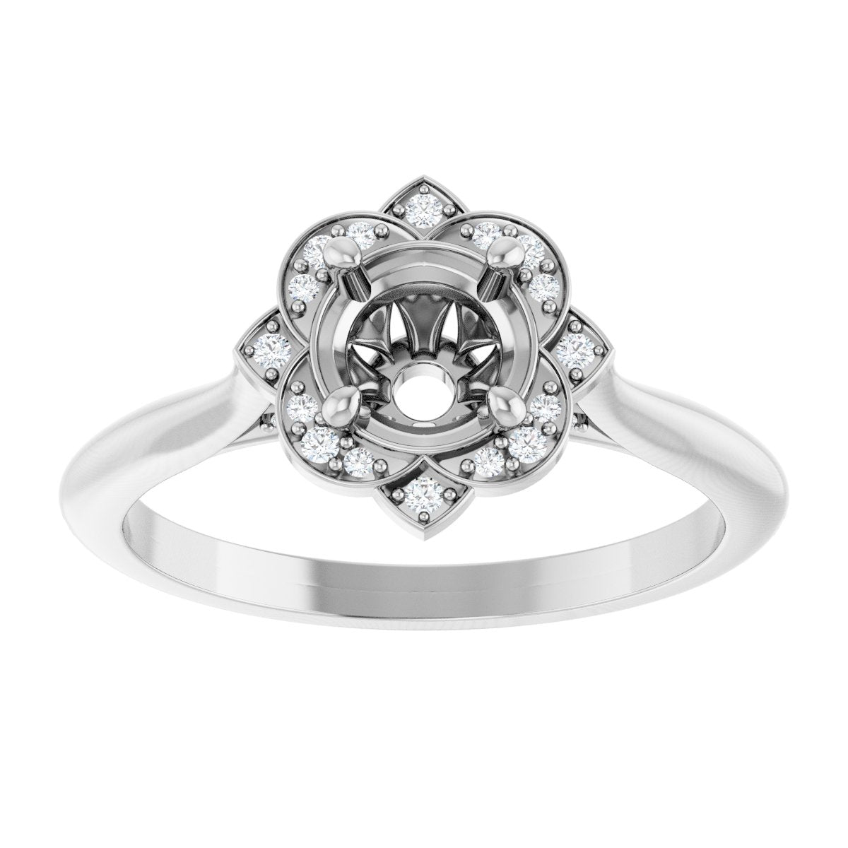 Round Halo-Style Vintage-Inspired Engagement Ring Semi-Mount - gallery - Series 123505