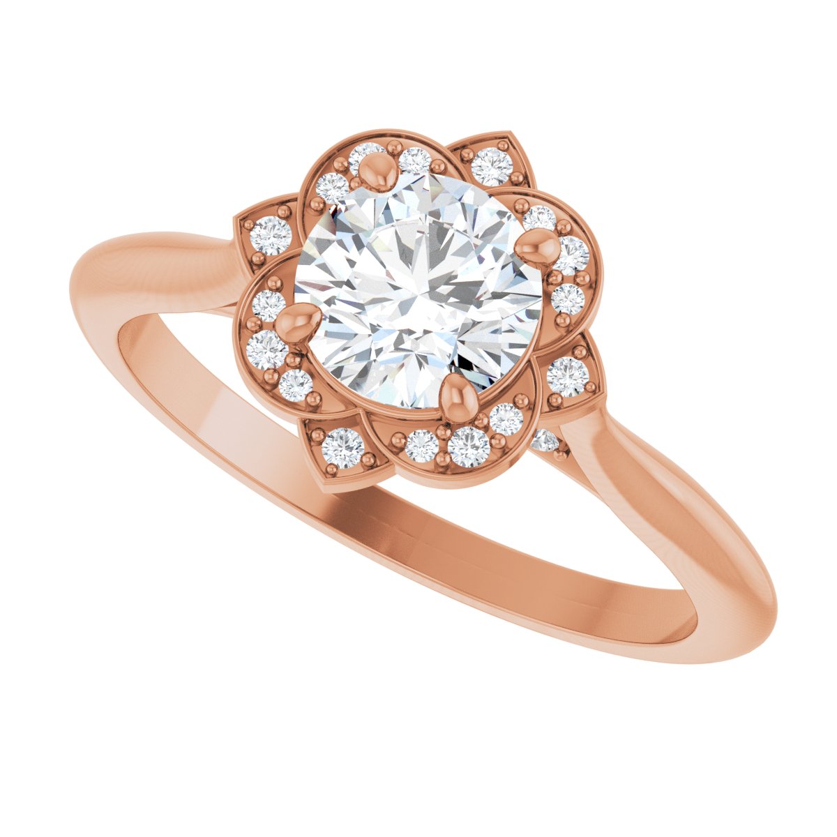 Round Halo-Style Vintage-Inspired Engagement Ring Semi-Mount - gallery - Series 123505