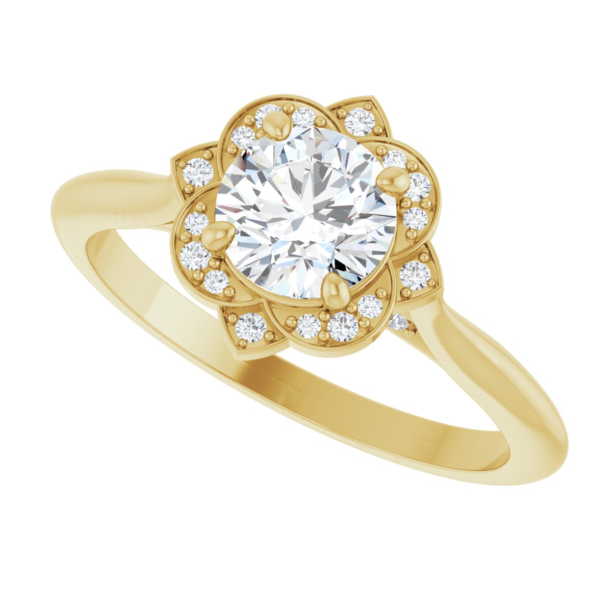 Round Halo-Style Vintage-Inspired Engagement Ring Semi-Mount - gallery - Series 123505