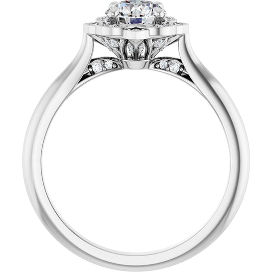 Round Halo-Style Vintage-Inspired Engagement Ring Semi-Mount - gallery - Series 123505