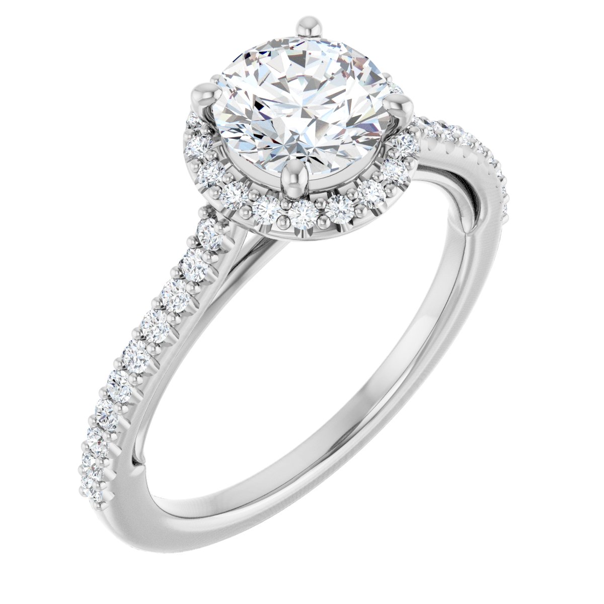 Natural Diamond Round Halo-Style Engagement Ring Semi-Mount - Platinum - Series 123348