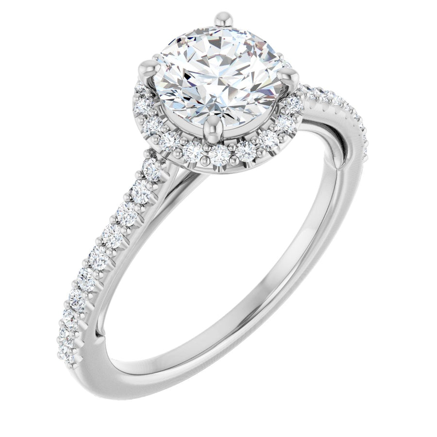 Natural Diamond Round Halo-Style Engagement Ring Semi-Mount - Platinum - Series 123348