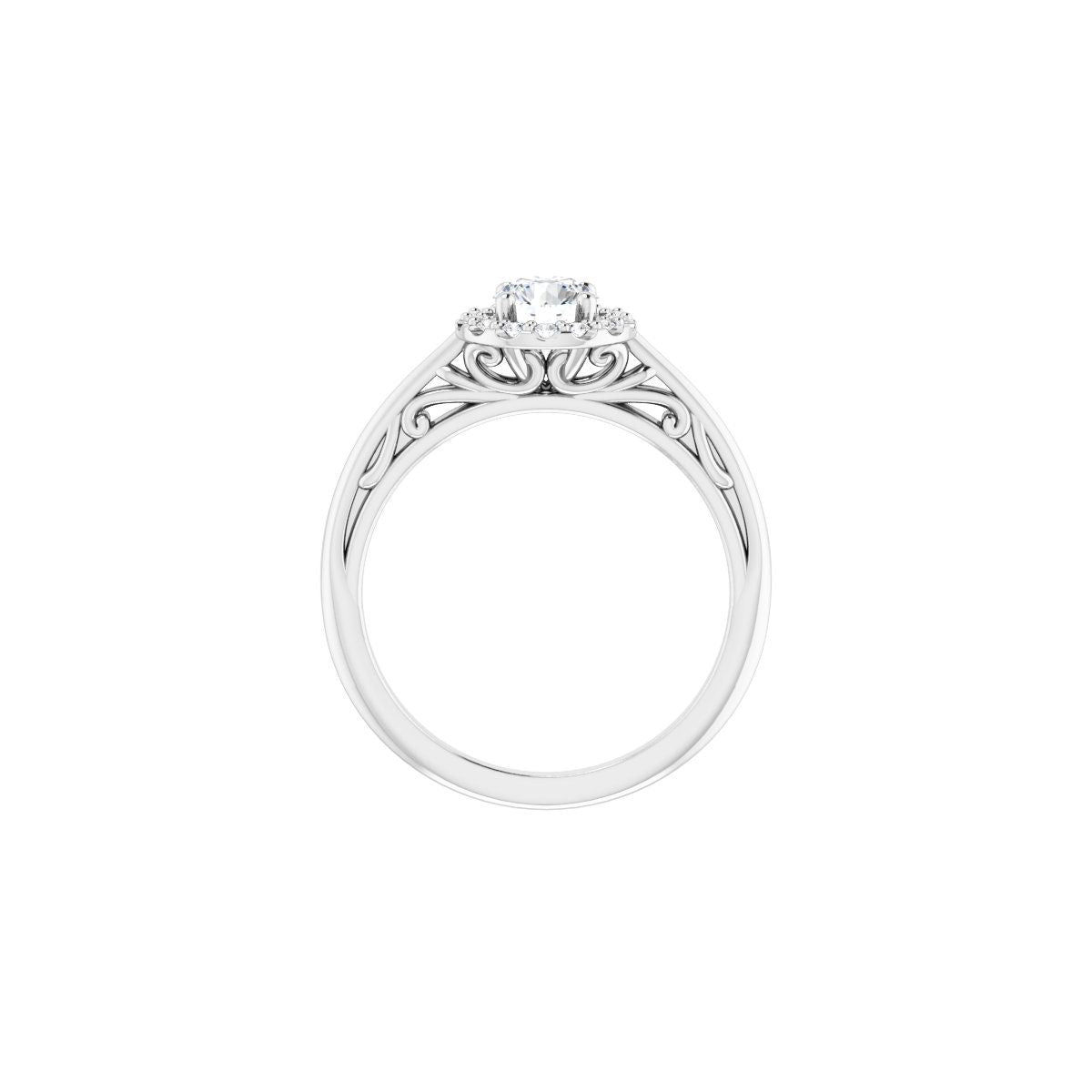 Round Halo-Style Sculptural Engagement Ring Semi-Mount - gallery - Series 123482