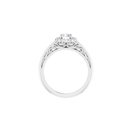 Round Halo-Style Sculptural Engagement Ring Semi-Mount - gallery - Series 123482
