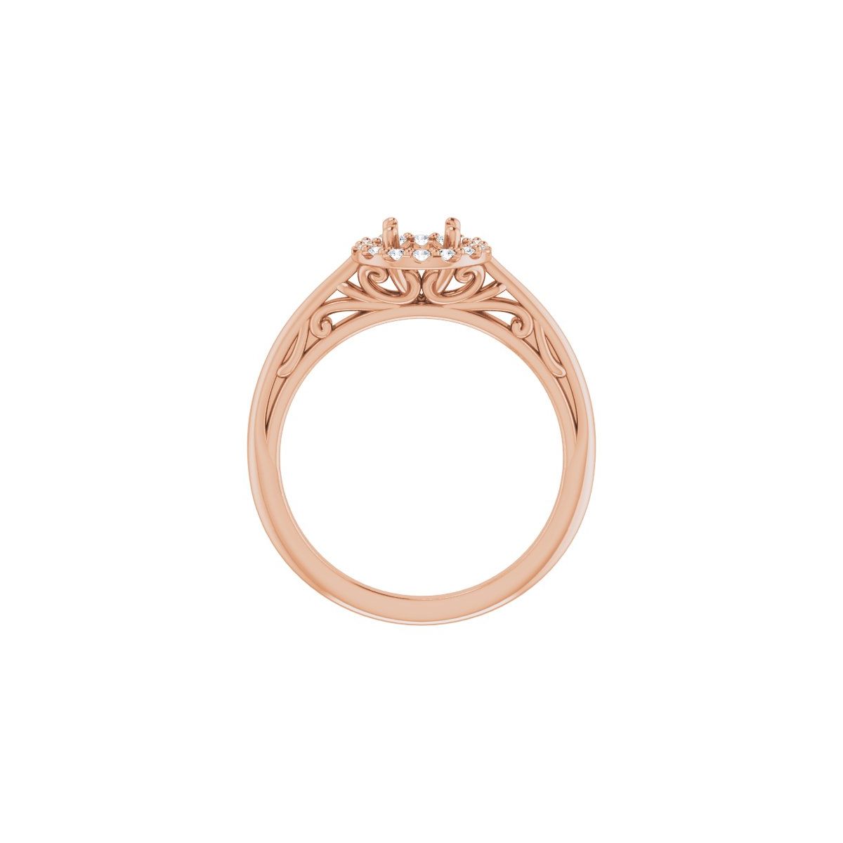Round Halo-Style Sculptural Engagement Ring Semi-Mount - gallery - Series 123482