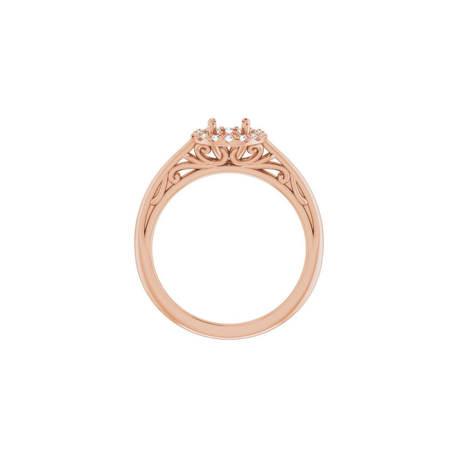 Round Halo-Style Sculptural Engagement Ring Semi-Mount - gallery - Series 123482