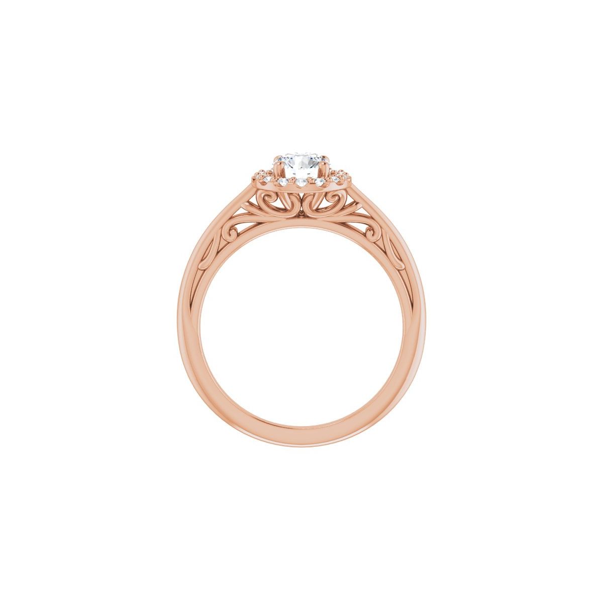 Round Halo-Style Sculptural Engagement Ring Semi-Mount - gallery - Series 123482