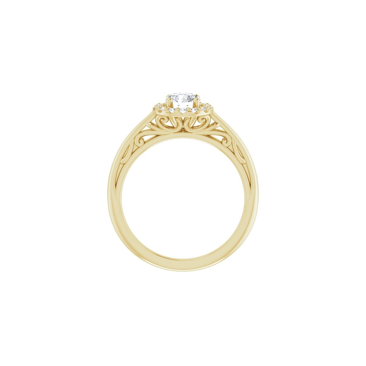 Round Halo-Style Sculptural Engagement Ring Semi-Mount - gallery - Series 123482