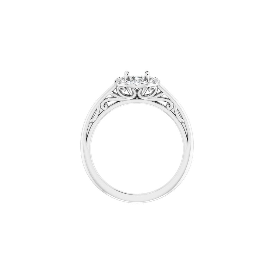 Round Halo-Style Sculptural Engagement Ring Semi-Mount - gallery - Series 123482