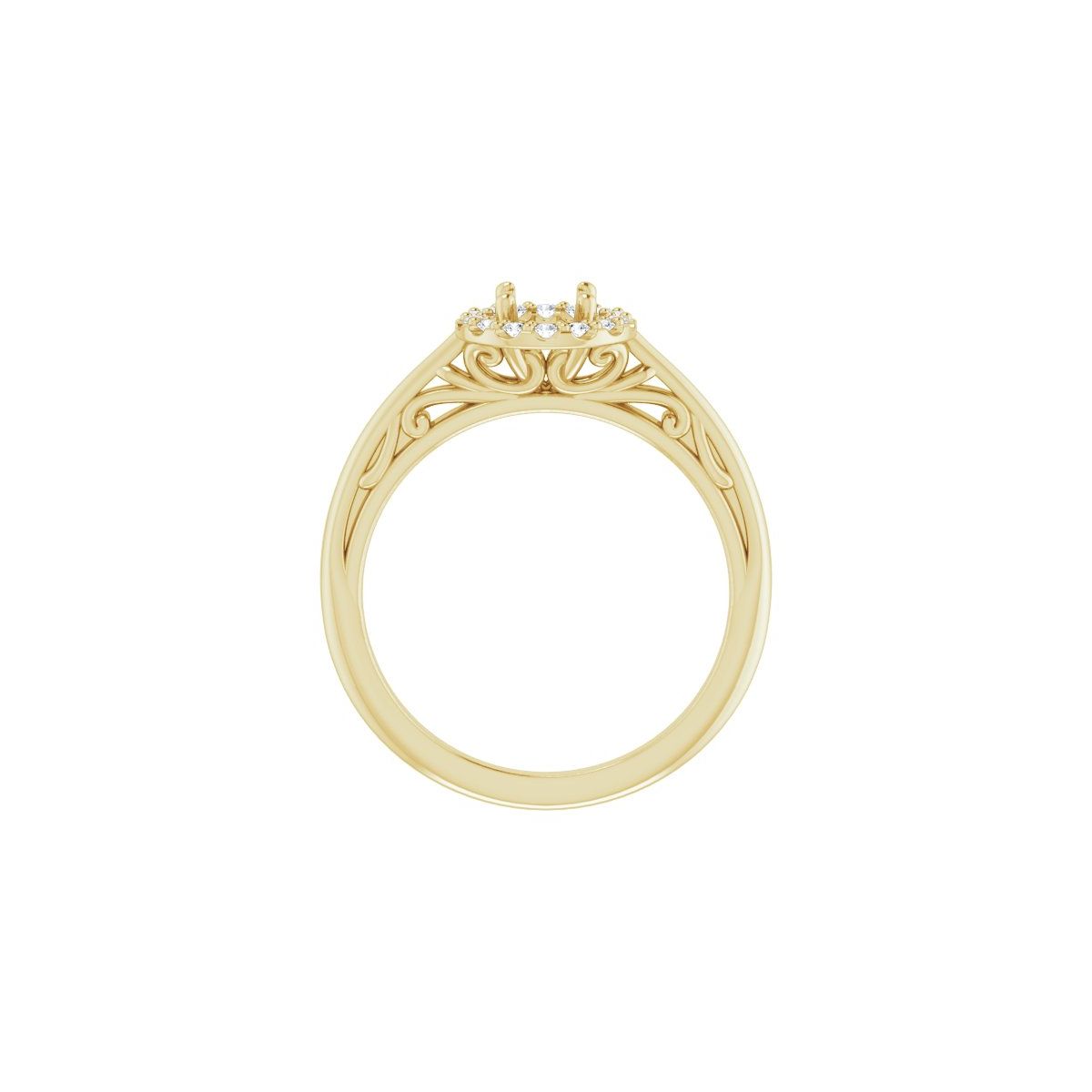 Round Halo-Style Sculptural Engagement Ring Semi-Mount - gallery - Series 123482