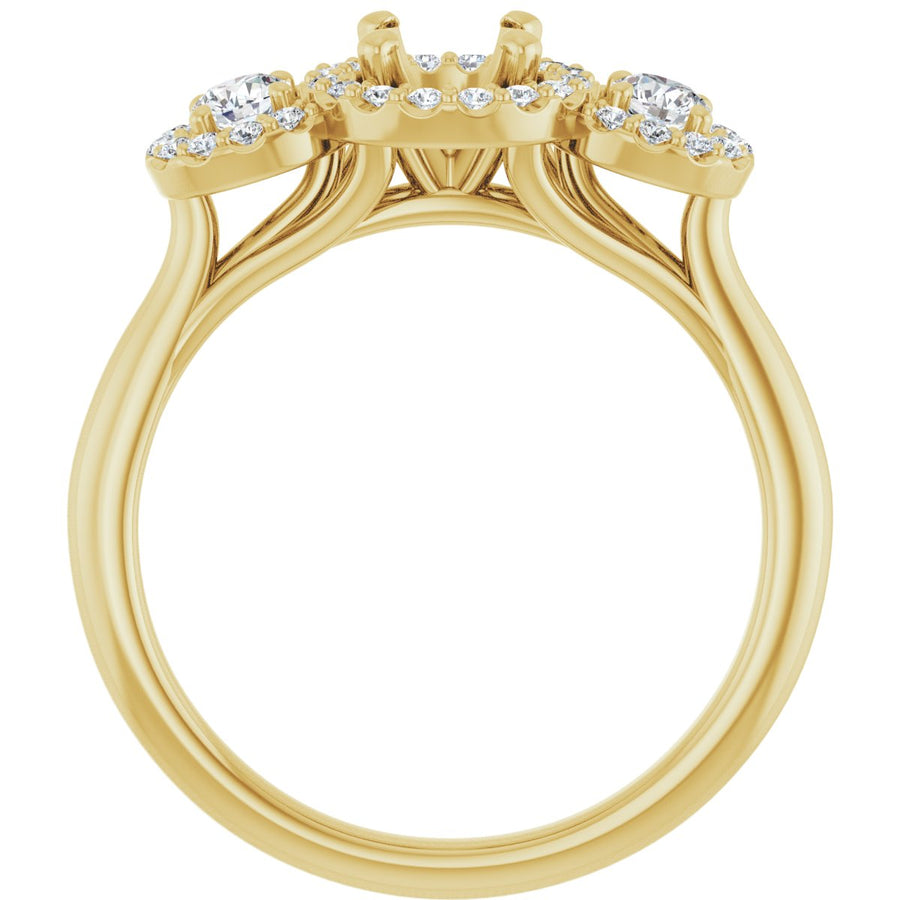 Round Three-Stone Halo-Style Engagement Ring Semi-Mount - gallery - Series 123485