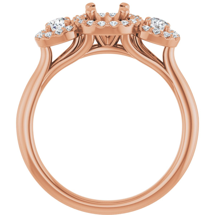 Round Three-Stone Halo-Style Engagement Ring Semi-Mount - gallery - Series 123485