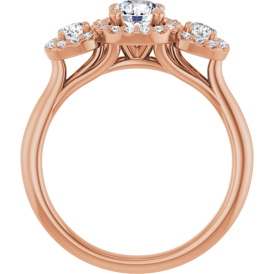 Round Three-Stone Halo-Style Engagement Ring Semi-Mount - gallery - Series 123485