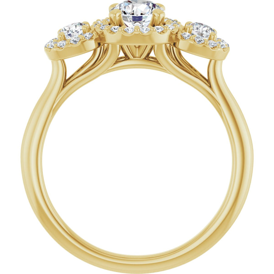 Round Three-Stone Halo-Style Engagement Ring Semi-Mount - gallery - Series 123485