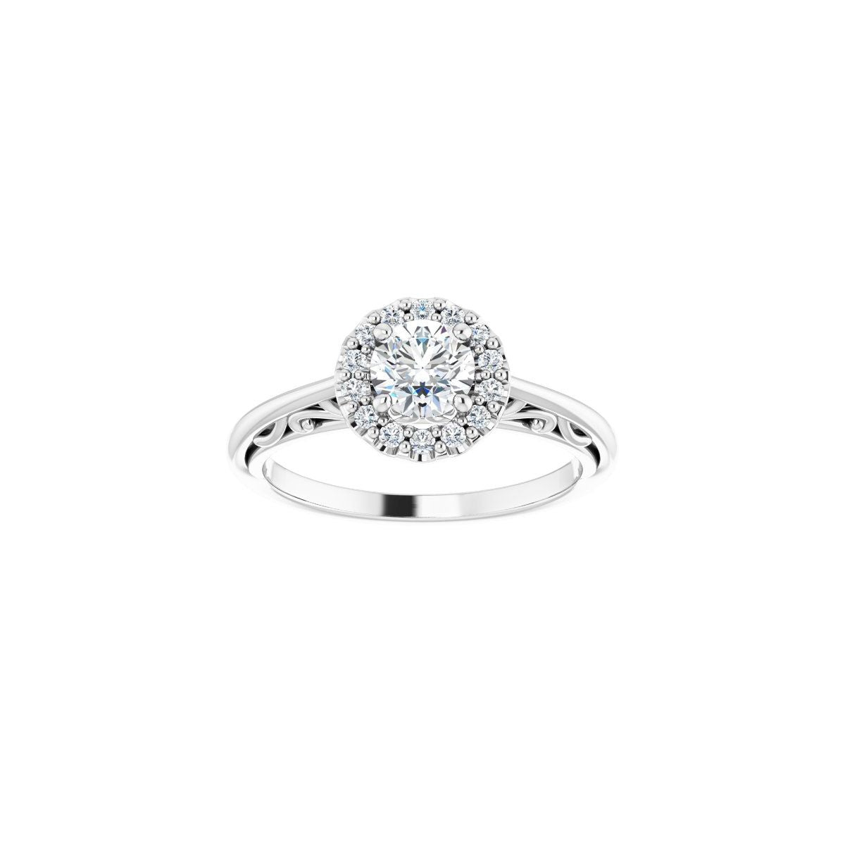 Round Halo-Style Sculptural Engagement Ring Semi-Mount - gallery - Series 123482