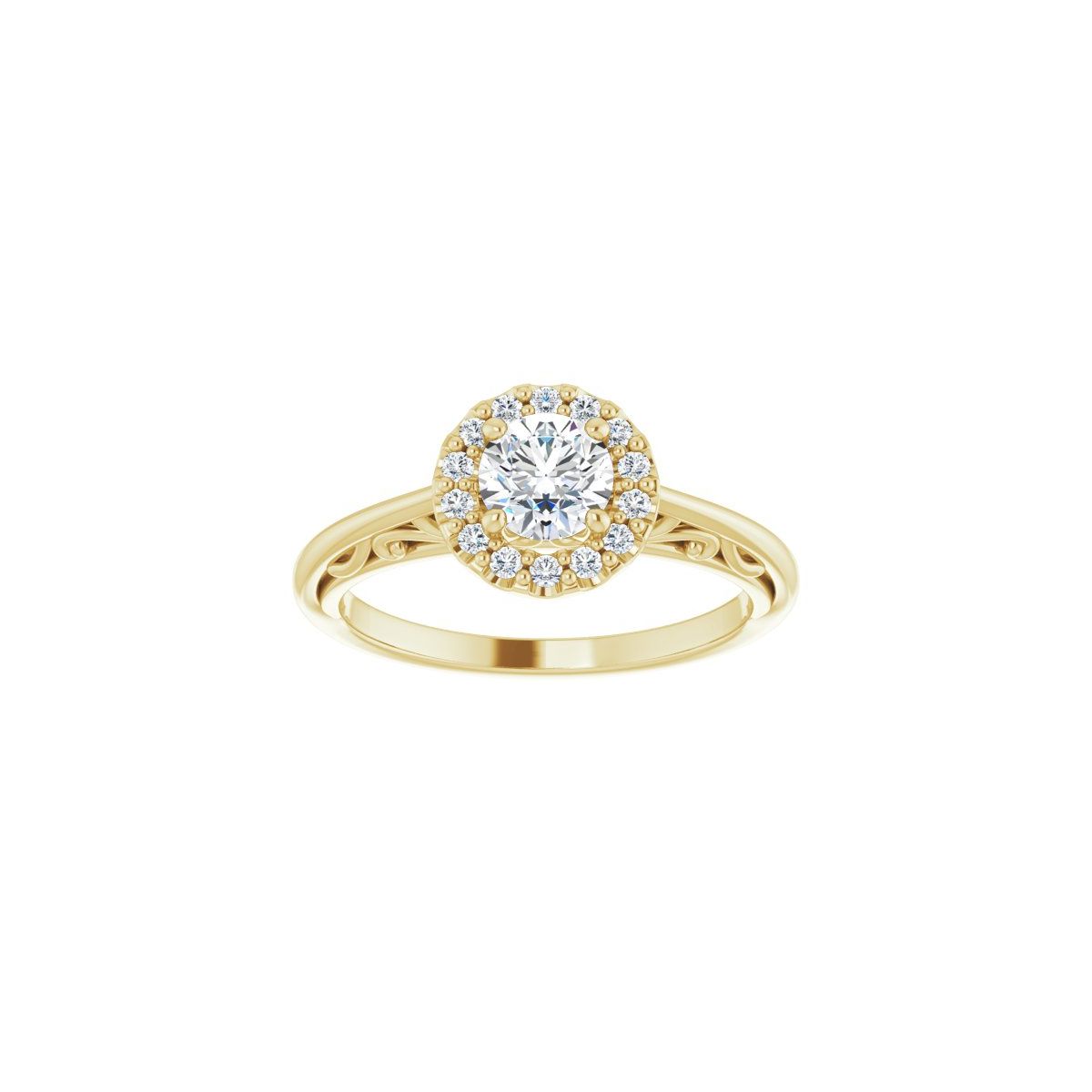 Round Halo-Style Sculptural Engagement Ring Semi-Mount - gallery - Series 123482