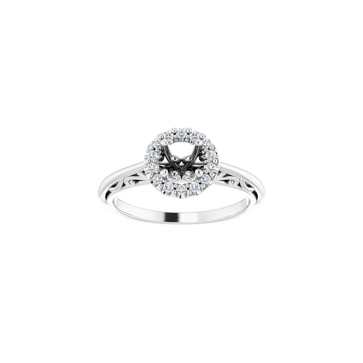 Round Halo-Style Sculptural Engagement Ring Semi-Mount - gallery - Series 123482