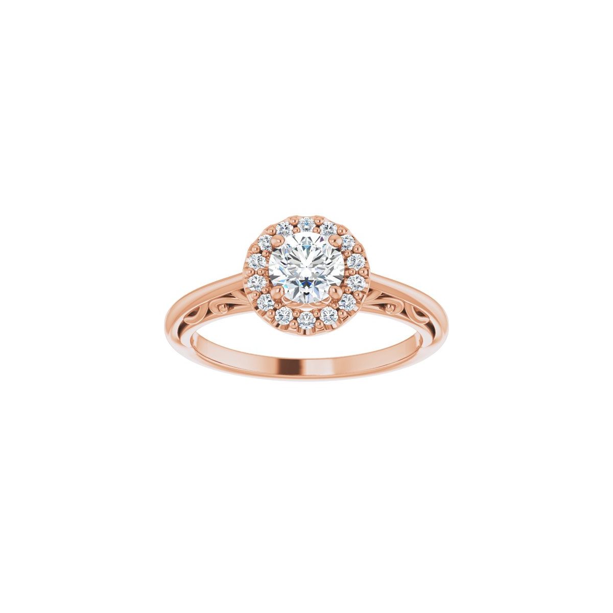 Round Halo-Style Sculptural Engagement Ring Semi-Mount - gallery - Series 123482