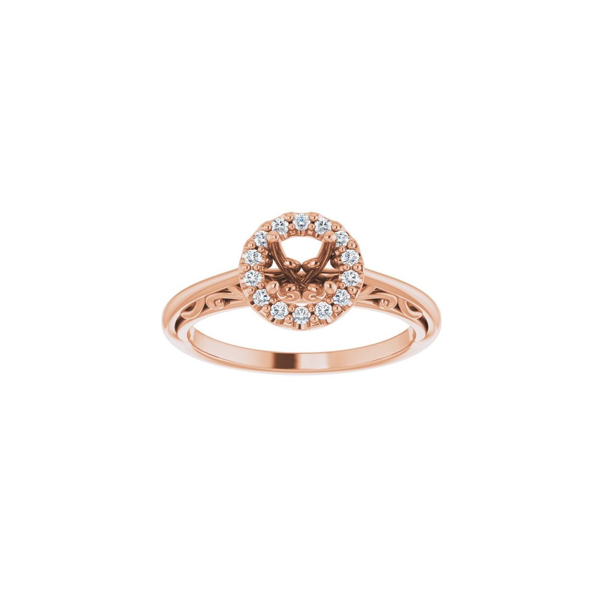 Round Halo-Style Sculptural Engagement Ring Semi-Mount - gallery - Series 123482