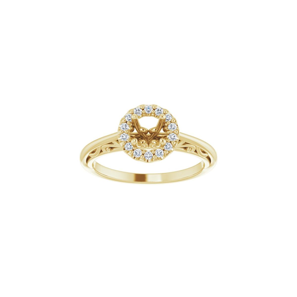 Round Halo-Style Sculptural Engagement Ring Semi-Mount - gallery - Series 123482