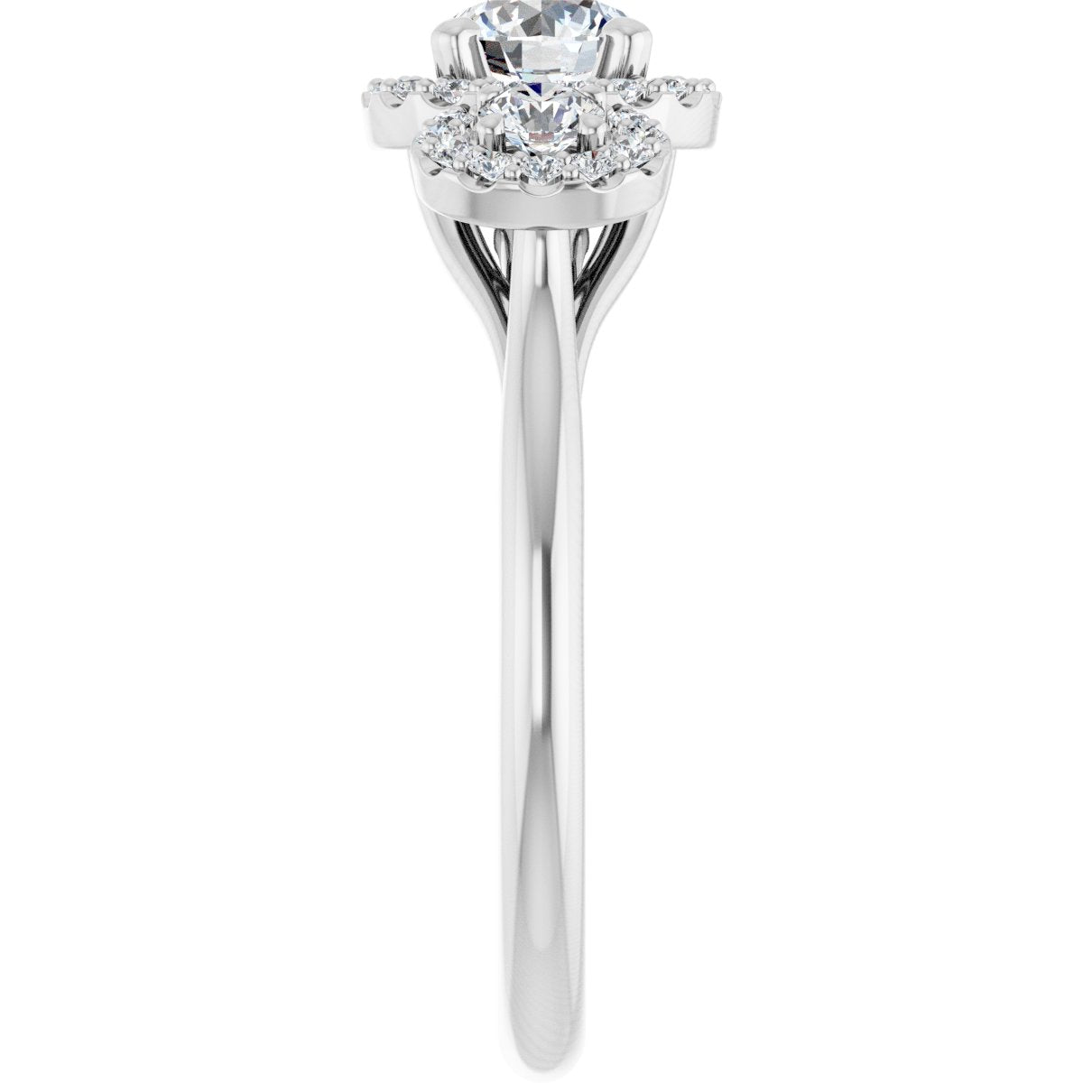 Round Three-Stone Halo-Style Engagement Ring Semi-Mount - gallery - Series 123485
