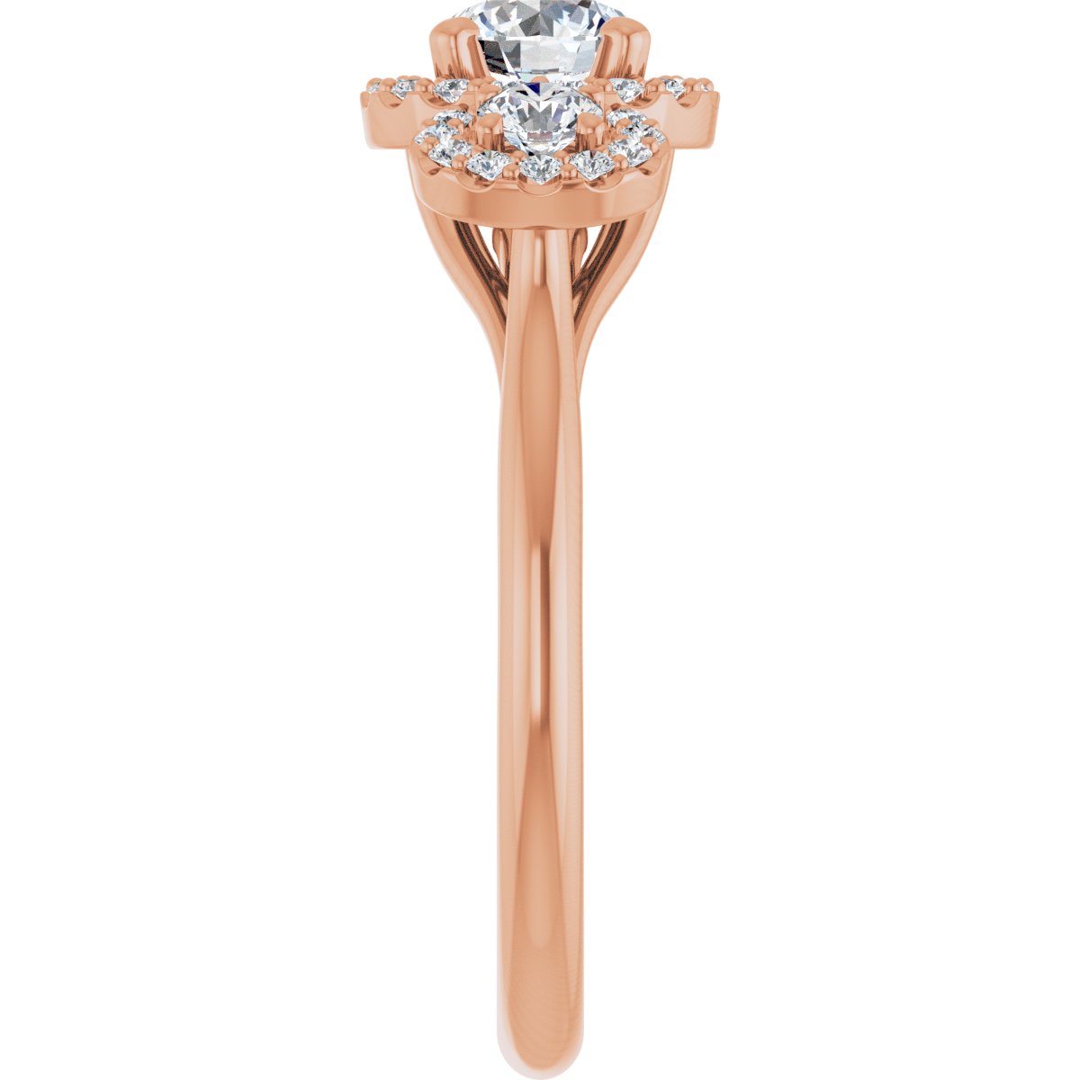 Round Three-Stone Halo-Style Engagement Ring Semi-Mount - gallery - Series 123485