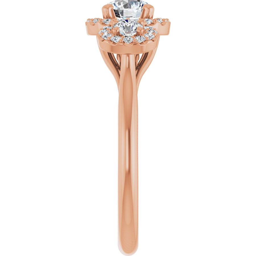 Round Three-Stone Halo-Style Engagement Ring Semi-Mount - gallery - Series 123485
