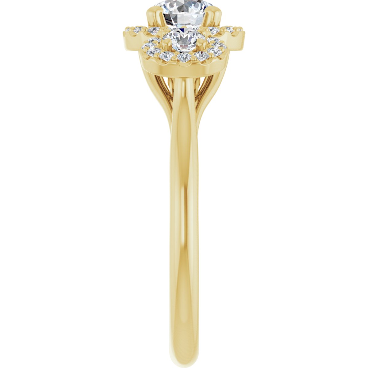 Round Three-Stone Halo-Style Engagement Ring Semi-Mount - gallery - Series 123485