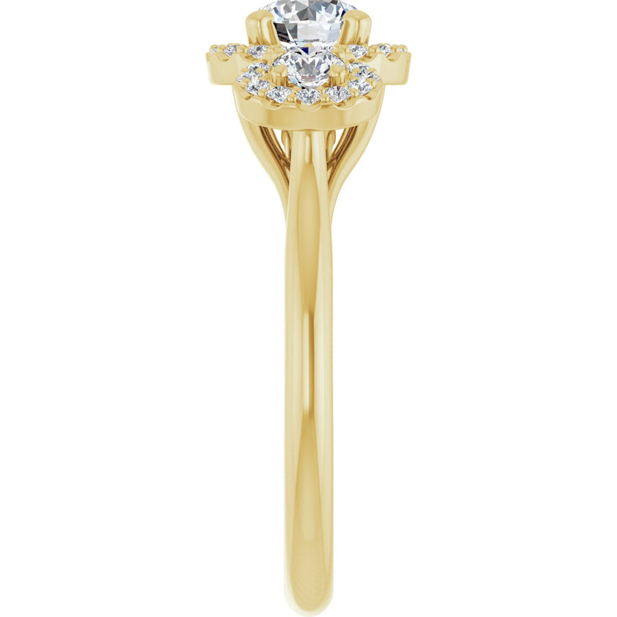 Round Three-Stone Halo-Style Engagement Ring Semi-Mount - gallery - Series 123485