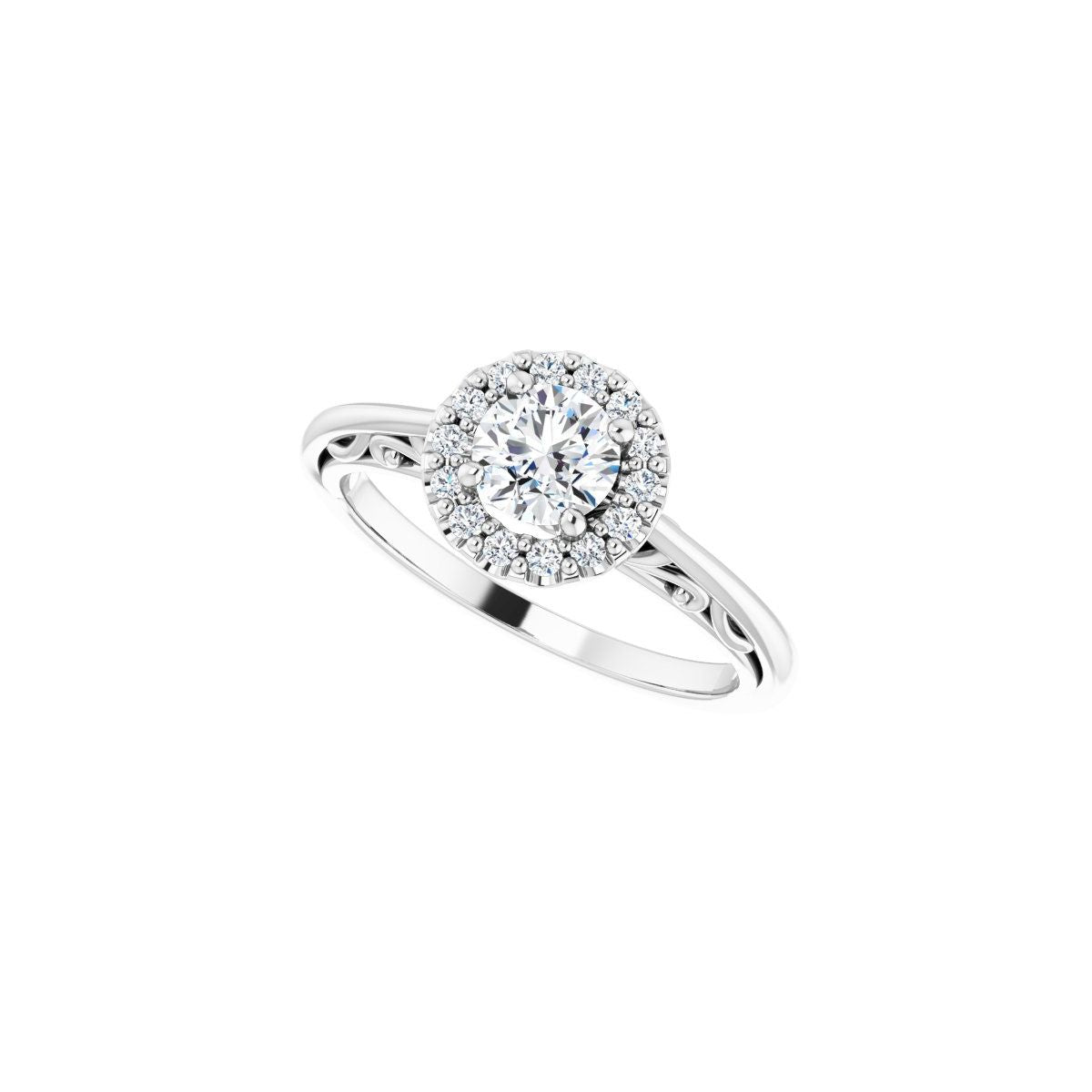 Round Halo-Style Sculptural Engagement Ring Semi-Mount - gallery - Series 123482