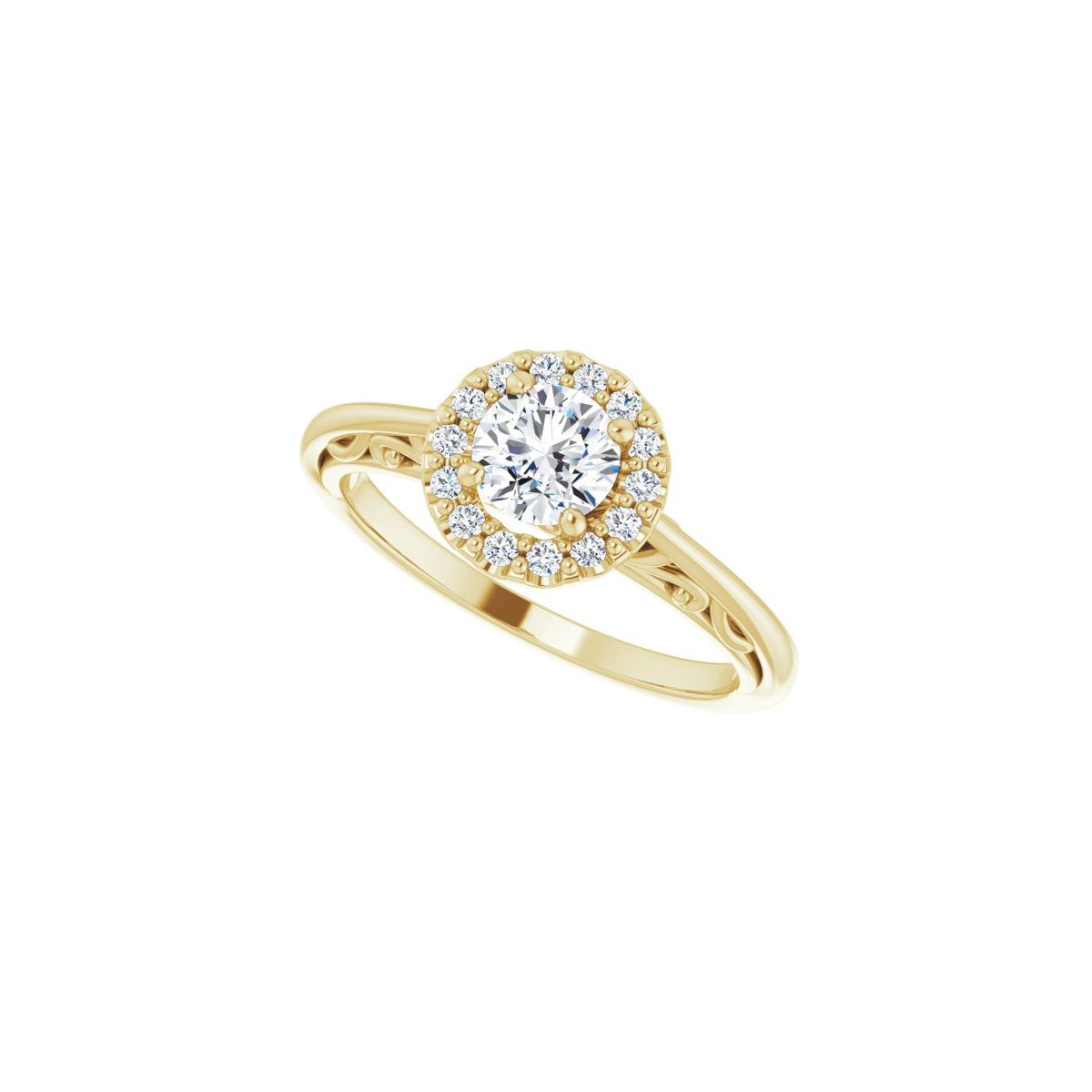Round Halo-Style Sculptural Engagement Ring Semi-Mount - gallery - Series 123482