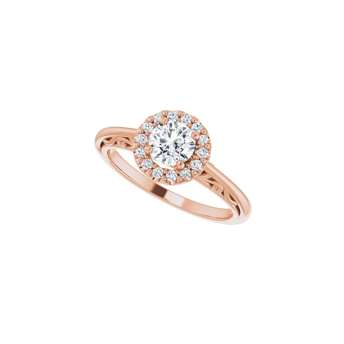 Round Halo-Style Sculptural Engagement Ring Semi-Mount - gallery - Series 123482