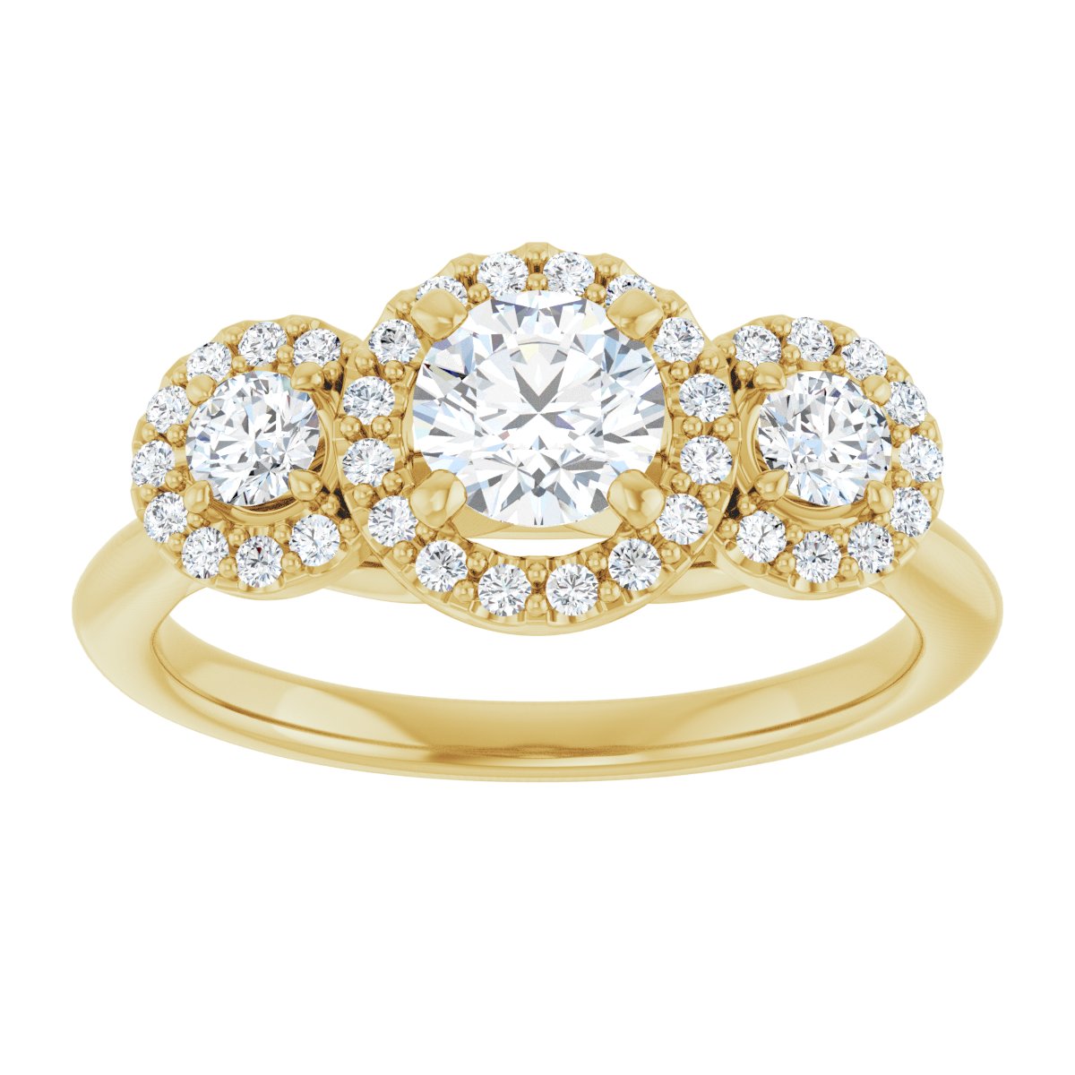 Round Three-Stone Halo-Style Engagement Ring Semi-Mount - gallery - Series 123485