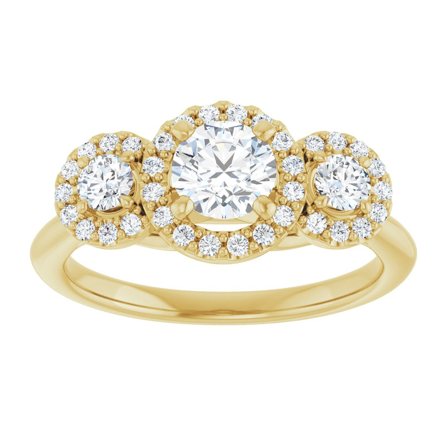 Round Three-Stone Halo-Style Engagement Ring Semi-Mount - gallery - Series 123485