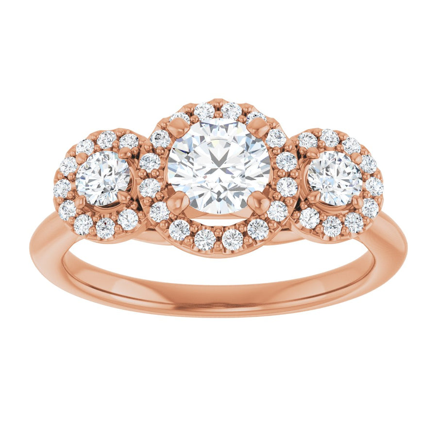 Round Three-Stone Halo-Style Engagement Ring Semi-Mount - gallery - Series 123485
