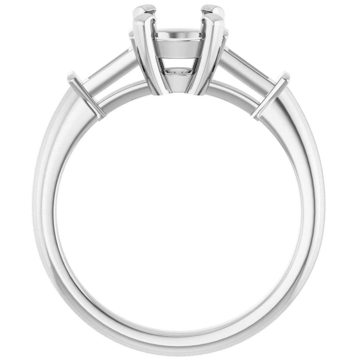 Round Three-Stone Engagement Ring Semi-Mount - gallery - Series 69706