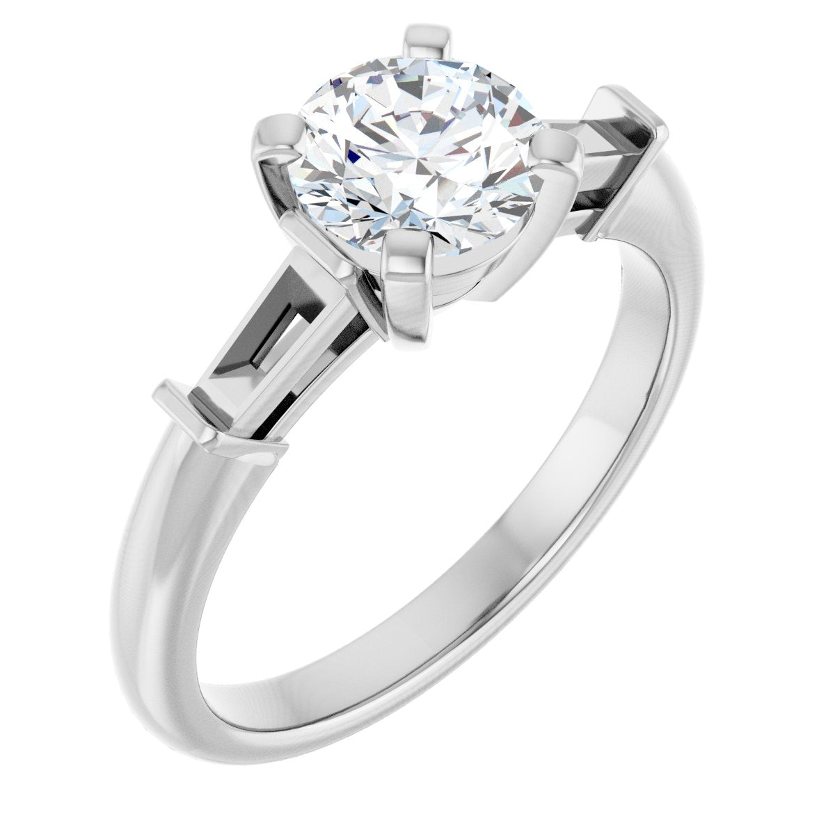 Natural Diamond Round Three-Stone Engagement Ring Semi-Mount - Platinum - Series 69706