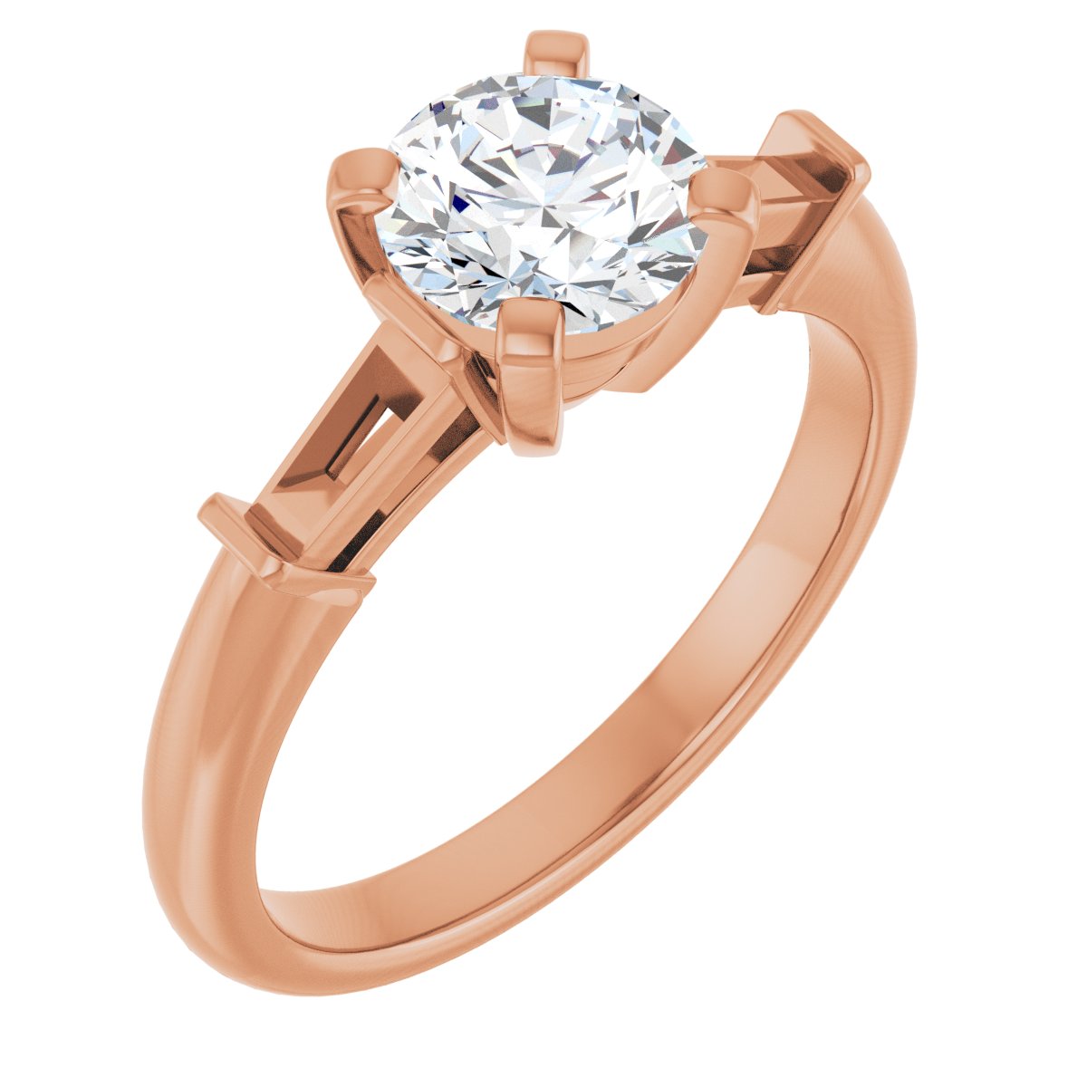 Natural Diamond Round Three-Stone Engagement Ring Semi-Mount - 14K Rose Gold - Series 69706